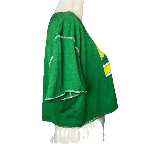 University Of Oregon Crop Top LG T-Shirt Boxy Fit Green Ducks 90s Short Baby Tee - Picture 4 of 6